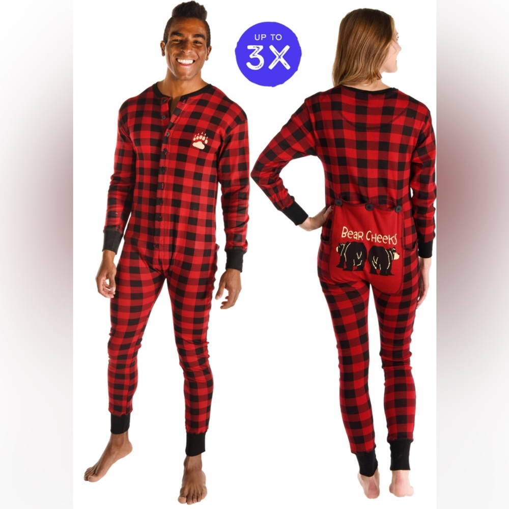 Lazy one bear cheeks onesie pajamas